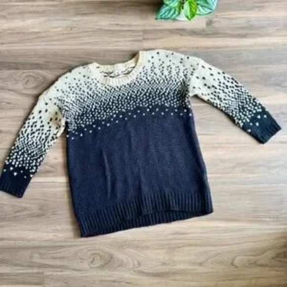 Madewell Black & Cream Drift Stitch Wool Blend Ombre Dot Chunky Sweater Size S - Picture 11 of 13